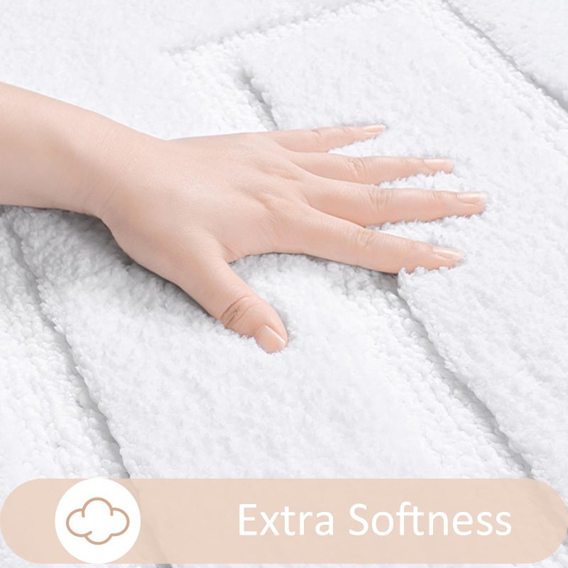 Homore Bathroom Runner Rugs 24 × 70 غير قابلة للانزلاق سجادة حمام أبيض ناعم وامتصاص الألياف الدقيقة الطويلة الحمام سجادة حمام أبيض لأرضية الحمام دش الحمام - Image 3