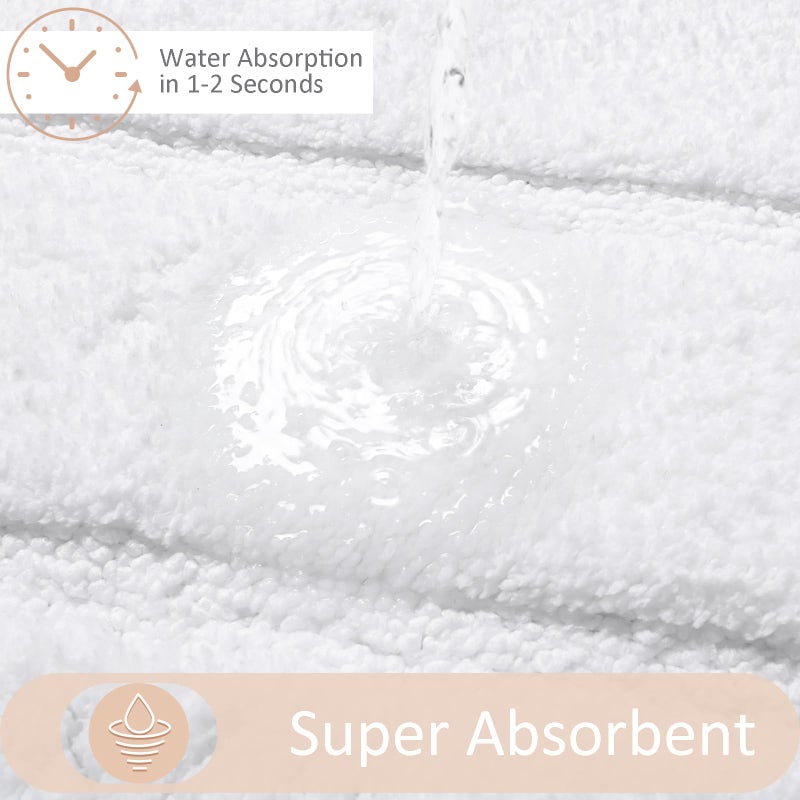 Homore Bathroom Runner Rugs 24 × 70 غير قابلة للانزلاق سجادة حمام أبيض ناعم وامتصاص الألياف الدقيقة الطويلة الحمام سجادة حمام أبيض لأرضية الحمام دش الحمام - Image 2