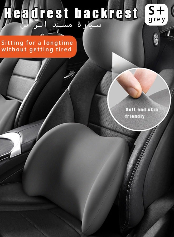 سيارة مقعد مسند الرأس وسادة الرقبة وسادة الخصر مريح سيارة وسادة الرقبة وسادة الخصر السيارات الرقبة دعم تخفيف الألم قابل للتعديل وسادة الرقبة وسادة الخصر مكافحة ساكنة النسيج رمادي - Image 1