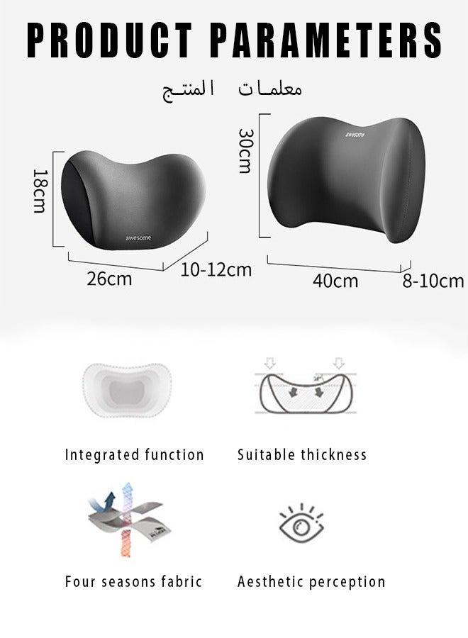 سيارة مقعد مسند الرأس وسادة الرقبة وسادة الخصر مريح سيارة وسادة الرقبة وسادة الخصر السيارات الرقبة دعم تخفيف الألم قابل للتعديل وسادة الرقبة وسادة الخصر مكافحة ساكنة النسيج رمادي - Image 2