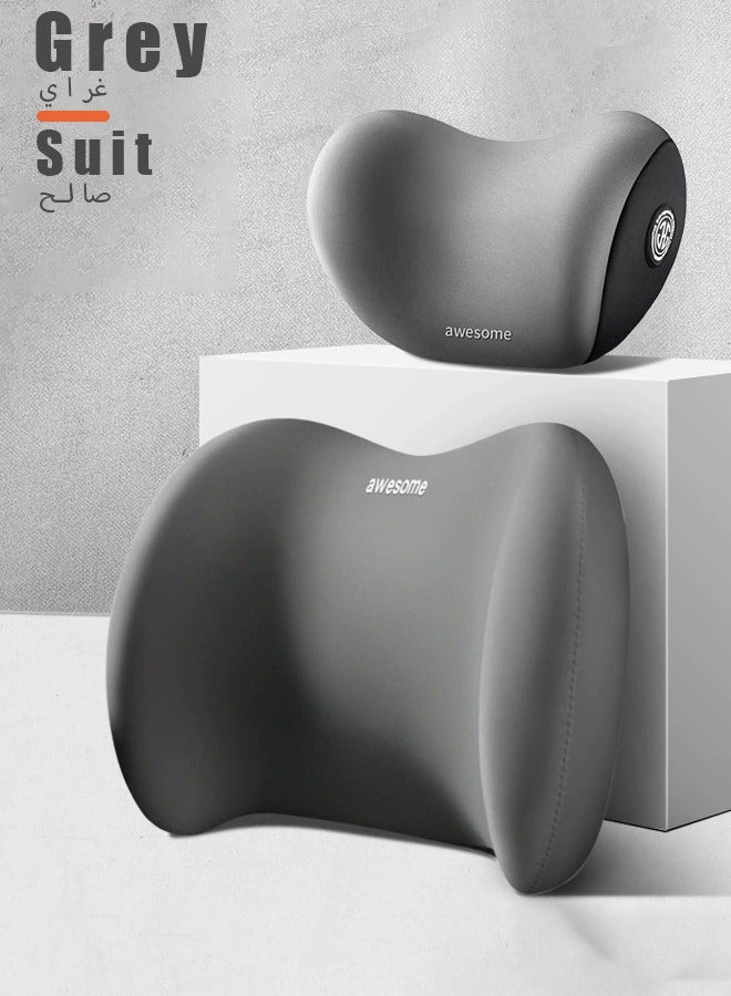 سيارة مقعد مسند الرأس وسادة الرقبة وسادة الخصر مريح سيارة وسادة الرقبة وسادة الخصر السيارات الرقبة دعم تخفيف الألم قابل للتعديل وسادة الرقبة وسادة الخصر مكافحة ساكنة النسيج رمادي - Image 3