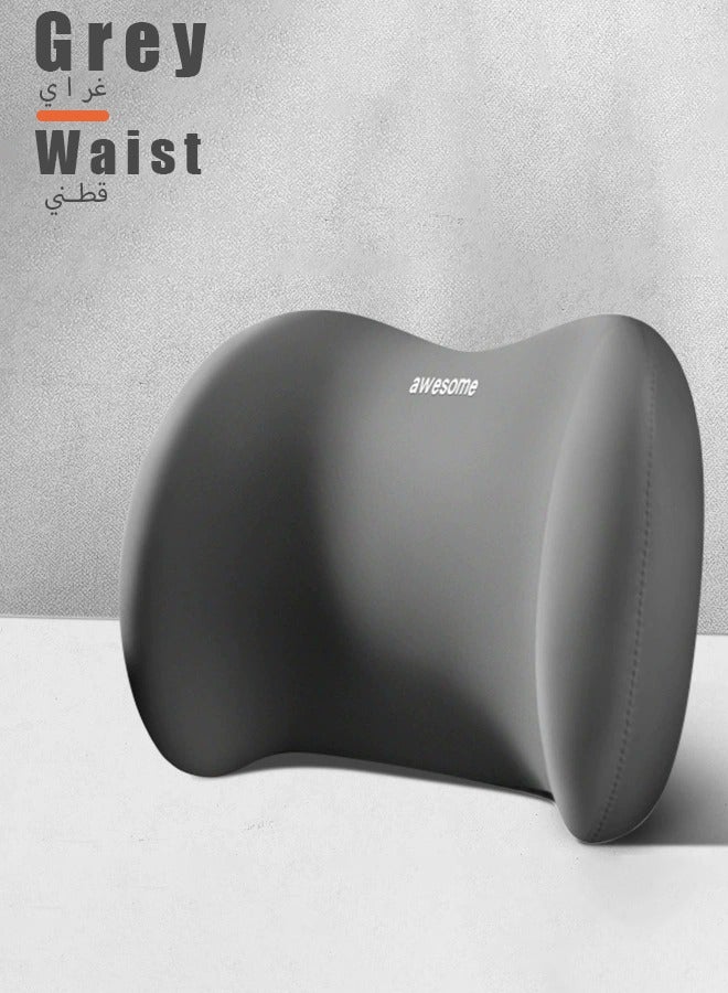 سيارة مقعد مسند الرأس وسادة الرقبة وسادة الخصر مريح سيارة وسادة الرقبة وسادة الخصر السيارات الرقبة دعم تخفيف الألم قابل للتعديل وسادة الرقبة وسادة الخصر مكافحة ساكنة النسيج رمادي - Image 5