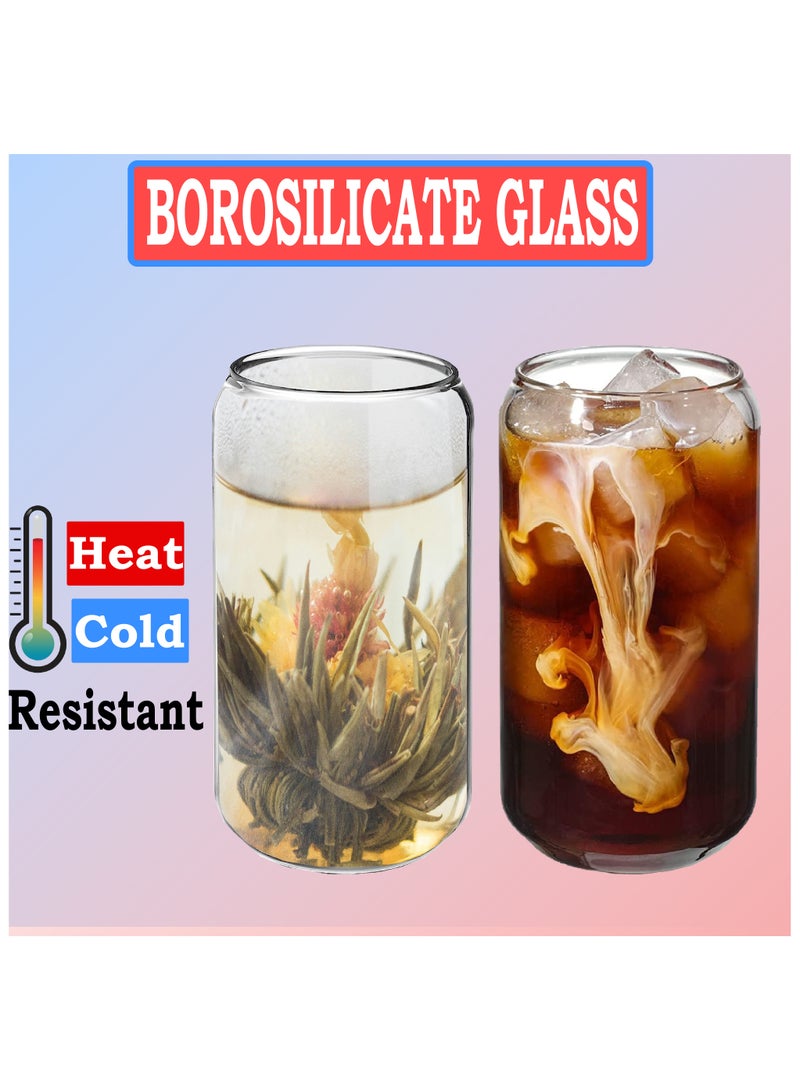 ماماتونس بوة من 2 كوب زجاجي على شكل علبة شرب مع ماصة زجاجية وفرشاة سعة 500 مل كوب قهوة مثلجة قابل لإعادة الاستخدام كوب شرب شفاف للشاي والعصير والماء - Image 3