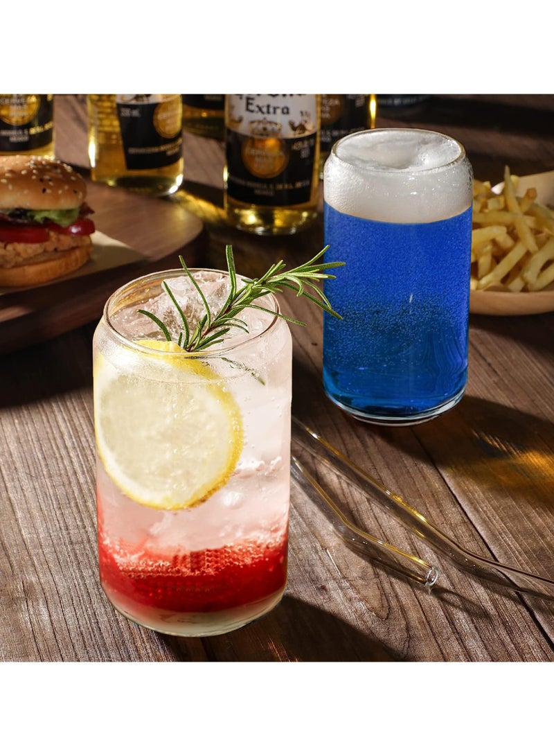 ماماتونس بوة من 2 كوب زجاجي على شكل علبة شرب مع ماصة زجاجية وفرشاة سعة 500 مل كوب قهوة مثلجة قابل لإعادة الاستخدام كوب شرب شفاف للشاي والعصير والماء - Image 4