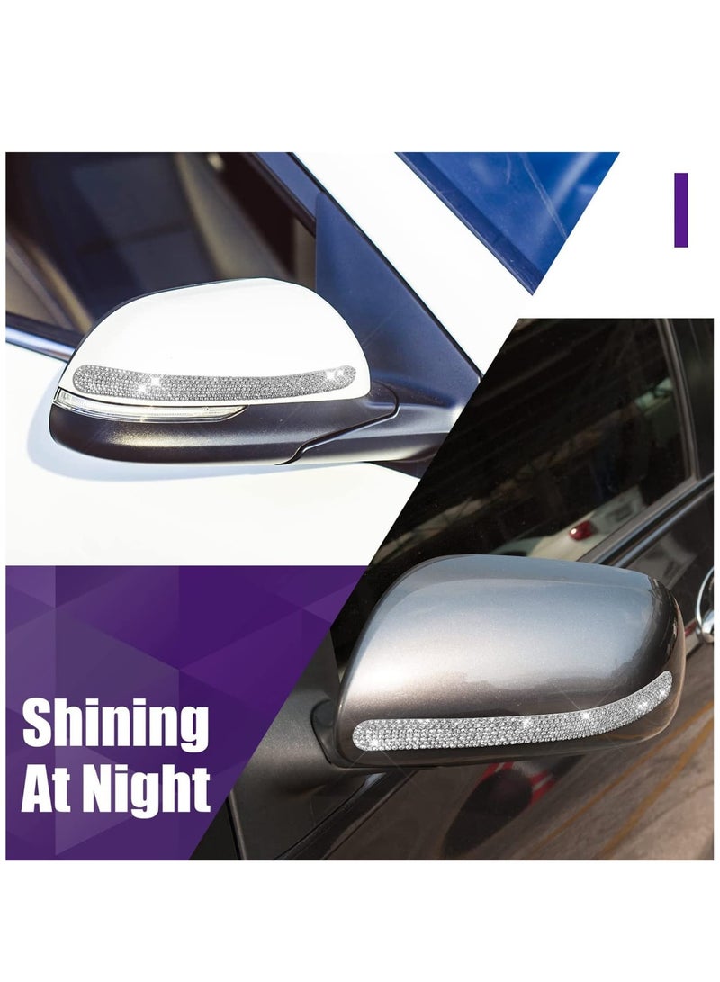 Zikra Universal Car Door Handle Reflective Trim Scratch-Resistant Stickers, Car Door Handle Protector with Bling Rhinestone, Crystal Rhinestone Car Rear View Mirror Safety Auto Protection Cover Trim - Image 5