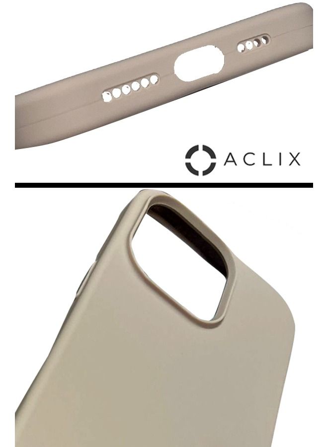 ACLIX Silicone Case 6.7 inch Full-Body Case Soft Liquid Gel Rubber Cover Shockproof Bumper Anti-Scratch Anti-Fingerprint Anti-Drop Slim for iPhone 14 Pro Max Beige - Image 2