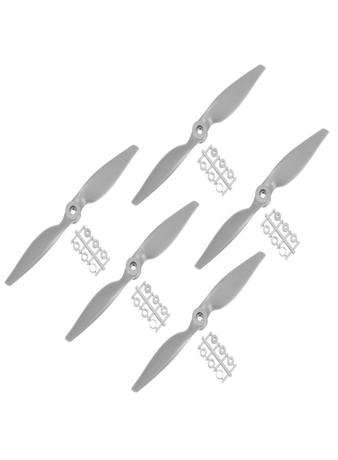 MECCANIXITY 5Pcs 10x5 Inch Propeller RC Propellers 2-Vane Blades Props Gray with Adapter Rings for RC Airplane Aircraft Prop Replacement - Image 1