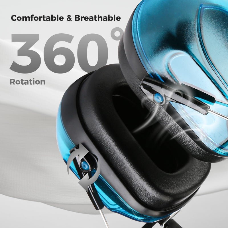ProCase Noise Reduction Ear Muffs, Sound Proof Ear Protection, NRR 28dB Noise Cancelling Headphones for Adults Kids Autism, Hearing Protection for Mowing -Crystalblue - Image 4