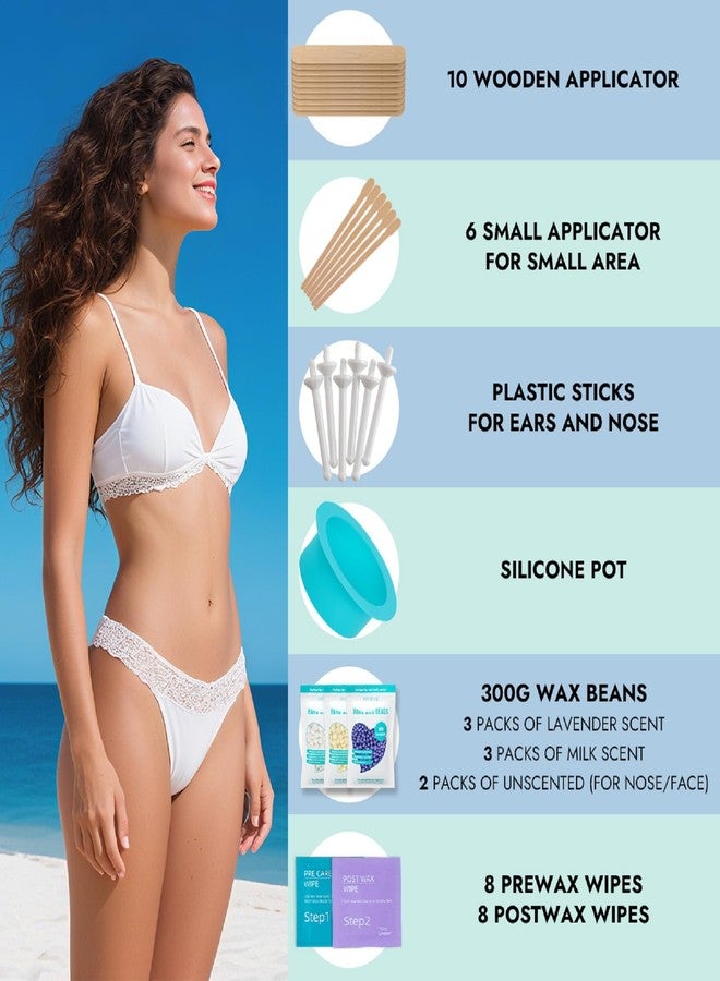 Wax Bear Digital Waxing Kit for Women & Men - 8 Packs Lavender & Milk Hard Wax Beans with Fast-Melting Silicone and Pre/Post Care Wipes - A - Image 2