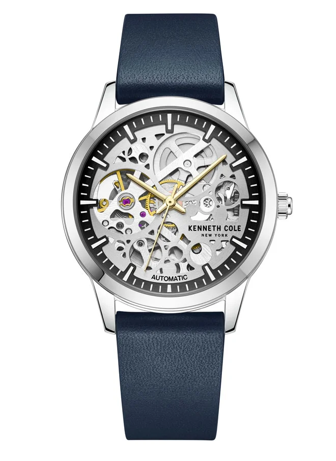 كينيث كول نيو يورك Kenneth Cole New York 36mm Automatic Women's Watch with Gunmetal Dial & Blue Genuine Leather Strap