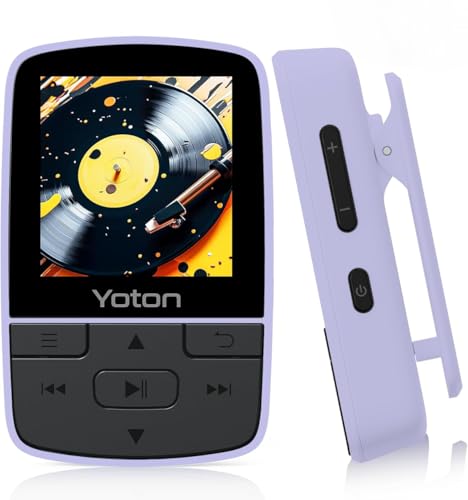 Yoton MP3 Player with Bluetooth 52 Expandable to 64GB Mini Size HiFi Music with Sports Clip FM Radio Includes Headphones PurpleNo TF Card Included Insert Card to Use - Image 1