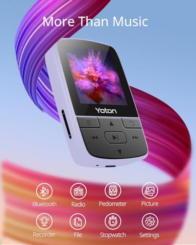 Yoton MP3 Player with Bluetooth 52 Expandable to 64GB Mini Size HiFi Music with Sports Clip FM Radio Includes Headphones PurpleNo TF Card Included Insert Card to Use - Image 3