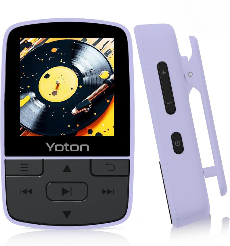 Yoton MP3 Player with Bluetooth 52 Expandable to 64GB Mini Size HiFi Music with Sports Clip FM Radio Includes Headphones PurpleNo TF Card Included Insert Card to Use - Image 2