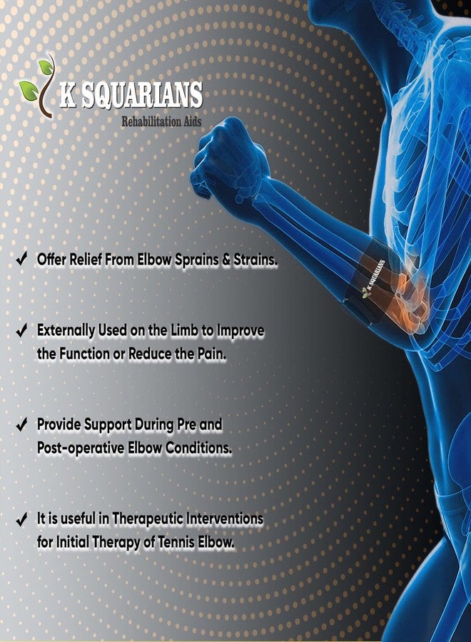 K SQUARIANS Tennis Elbow Support Band for Pain Relief, Tendonitis, Arthritis | Neoprene Elbow Brace for Gym & Sports | Adjustable Strap with Compression Pad for Men & Women | Universal Size - Image 2