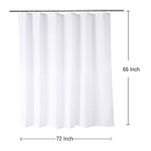 WellColor Short Shower Curtain Liner 72 x 66 Inch, White Water Repellent Weighted Fabric Shower Liner for Bathroom Hotel Spa, Odorless, Washable, 66 inch - Image 2