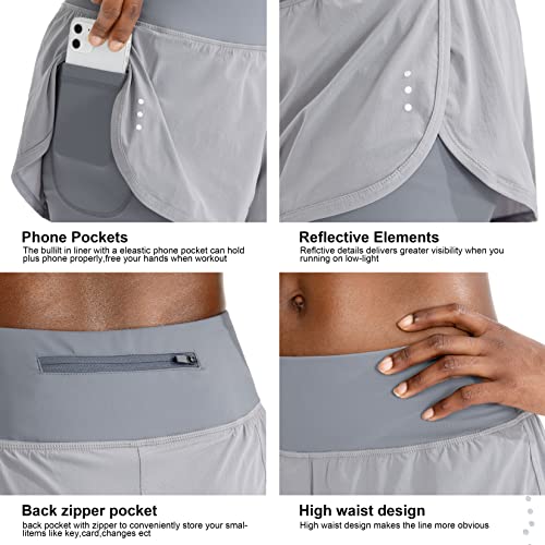 Soothfeel شورتات رياضية نسائية 2 في 1 من سوذفيل للجري، تمارين، صالة رياضية، يوغا مع جيوب للهاتف - Image 4