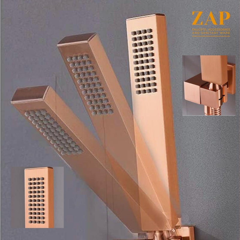 ZAP Elixir Series 5633 Brass Rose Gold Diverter With Hand shower And Shower head - Image 4
