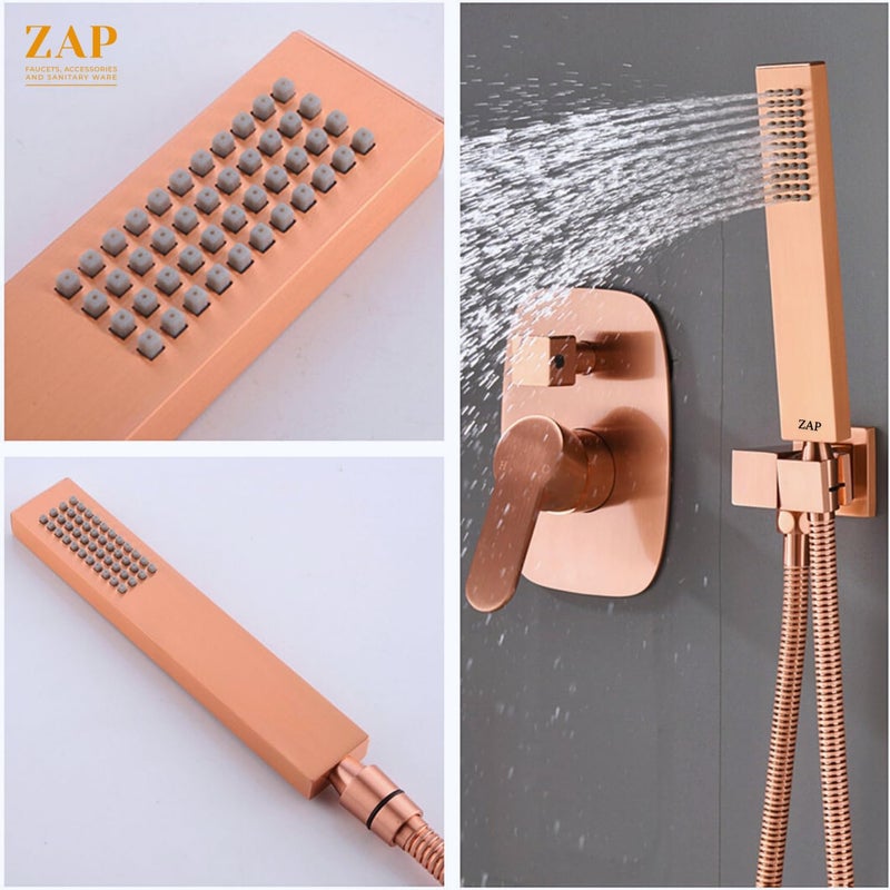 ZAP Elixir Series 5633 Brass Rose Gold Diverter With Hand shower And Shower head - Image 3