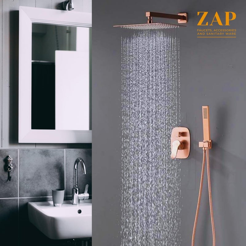 ZAP Elixir Series 5633 Brass Rose Gold Diverter With Hand shower And Shower head - Image 5