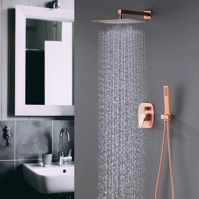 ZAP Elixir Series 5633 Brass Rose Gold Diverter With Hand shower And Shower head - Image 2