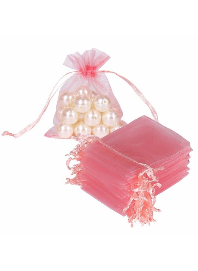 HRX Package Blush Pink Organza Bags 3x4 inch 100pcs, Mesh Gift Bags Jewelry Pouches Drawstring Empty Sachet for Shower Party Favor Present Giveaways - Image 1
