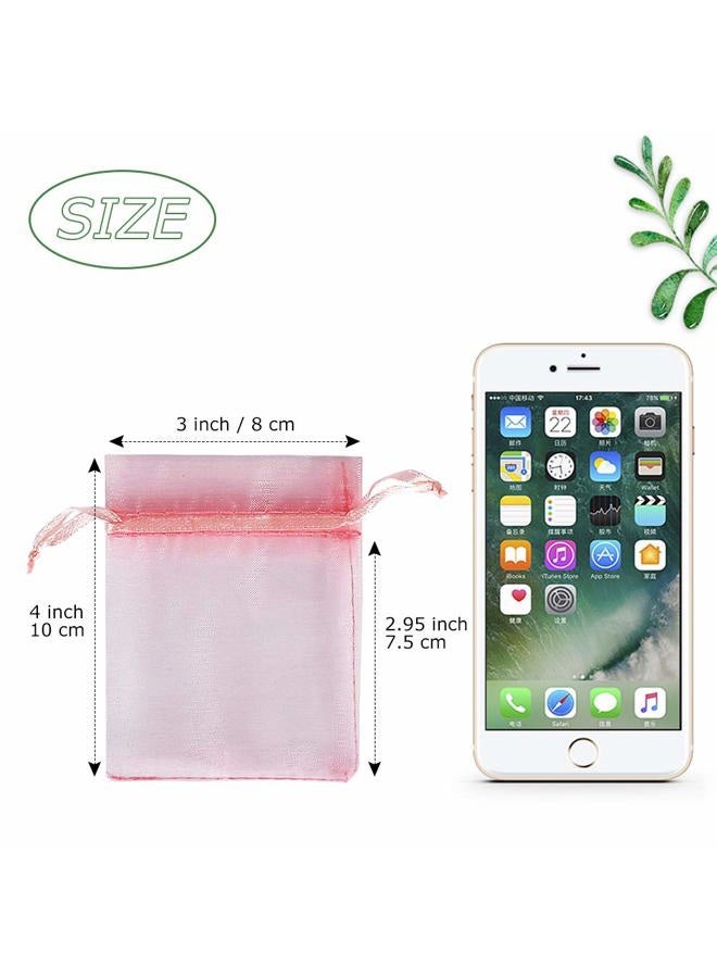 HRX Package Blush Pink Organza Bags 3x4 inch 100pcs, Mesh Gift Bags Jewelry Pouches Drawstring Empty Sachet for Shower Party Favor Present Giveaways - Image 2
