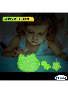 FunBlast FunBlast Pop it Set (Pack of 3) Glow in The Dark Pop it Fidget Toy, Kids Toys, Pop Bubble Fidget Toys with 2 Keychain-41 Bubbles - (Multicolor)  - Image 4