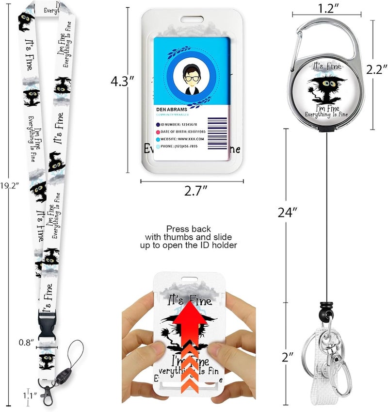 Excefore Lanyards For Id Badges, Id Badge Holder With Breakaway Lanyard, Black Cat Badge Reel Retractable Heavy Duty And Detachable Name Tag Clips, Lanyard With Id Holder, Nurse Teacher Office Gifts - Image 5