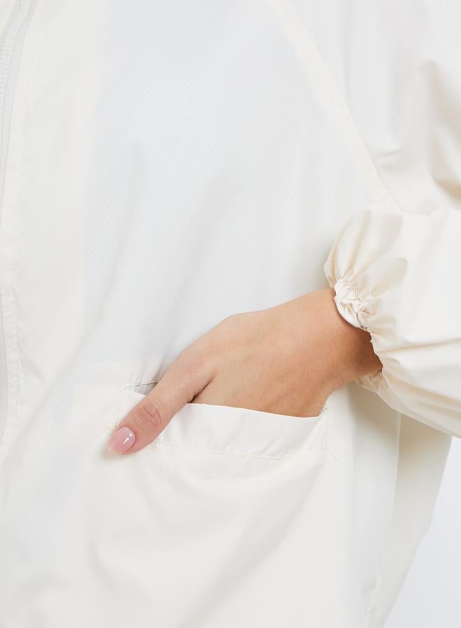 Styli Off White Regular Fit Hooded Bomber Jacket - Image 4