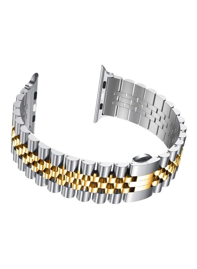 BGM Replacement Band for Apple Watch Series 1/2/3/4/5/6/SE 42/44mm Silver/Gold - Image 3