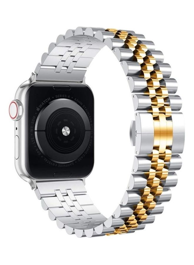 BGM Replacement Band for Apple Watch Series 1/2/3/4/5/6/SE 42/44mm Silver/Gold - Image 2