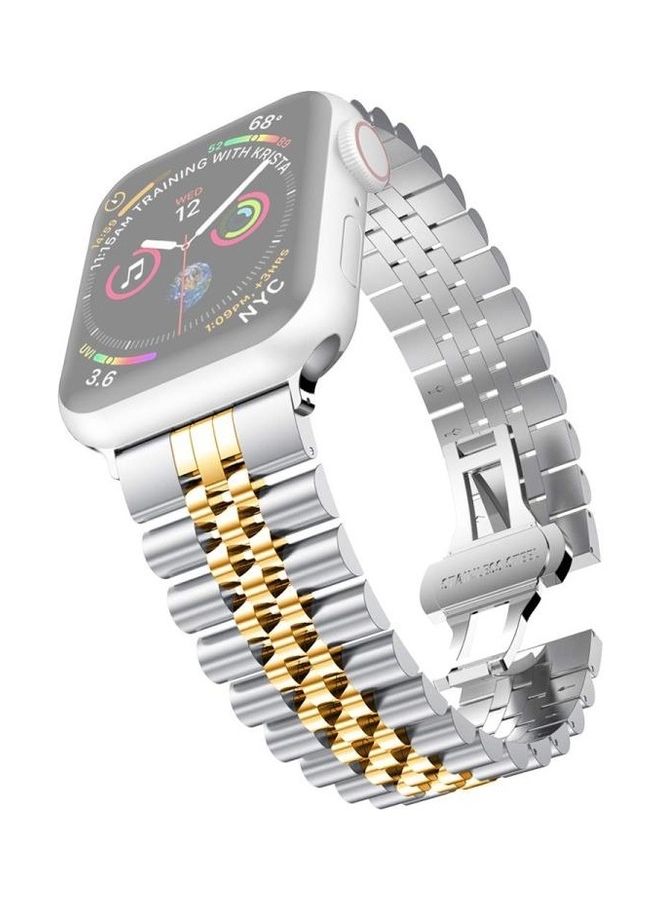 BGM Replacement Band for Apple Watch Series 1/2/3/4/5/6/SE 42/44mm Silver/Gold - Image 1