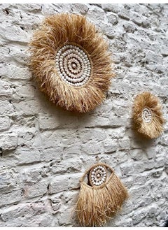 Maison Avf Set of 3 Raffia Seashell Model & Full Diameter 30-50 cm & Half Eye  - Image 1