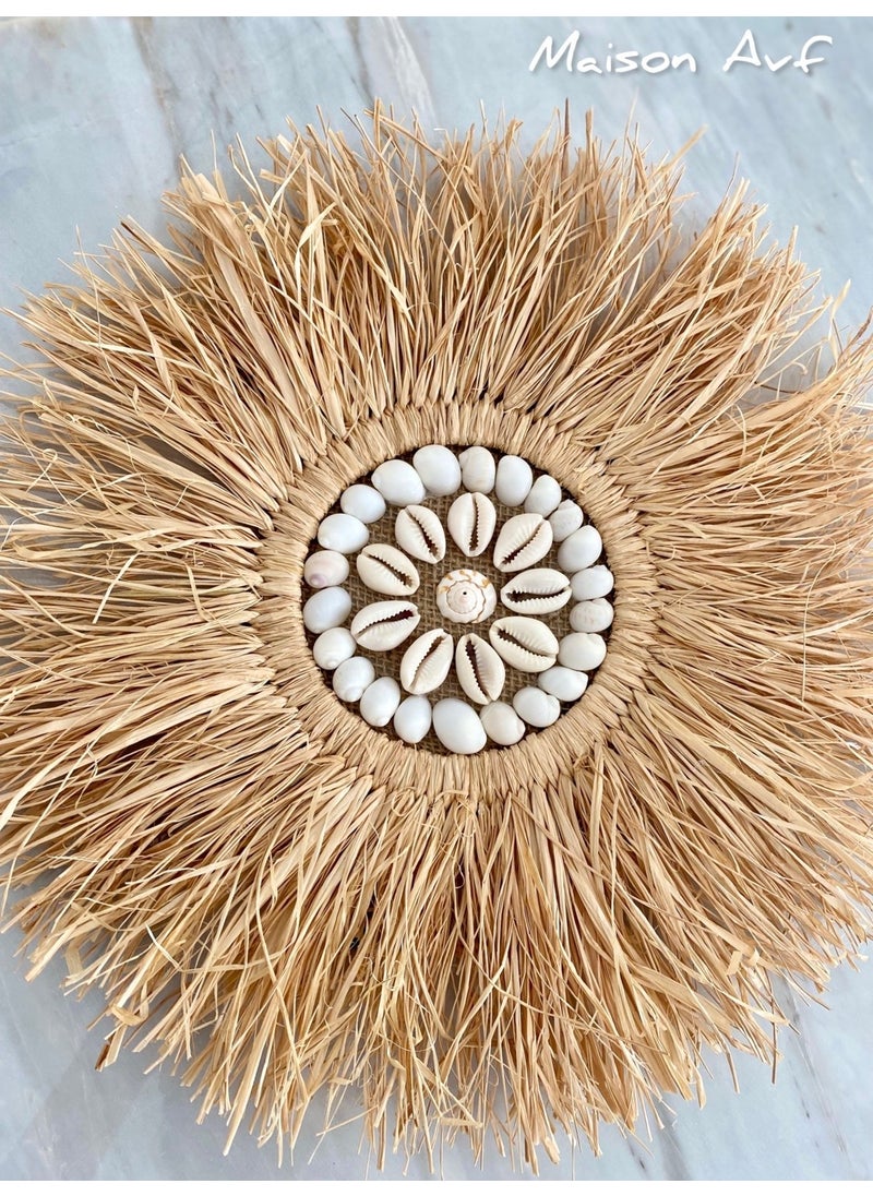 Set of 3 Raffia Seashell Model & Full Diameter 30-50 cm & Half Eye