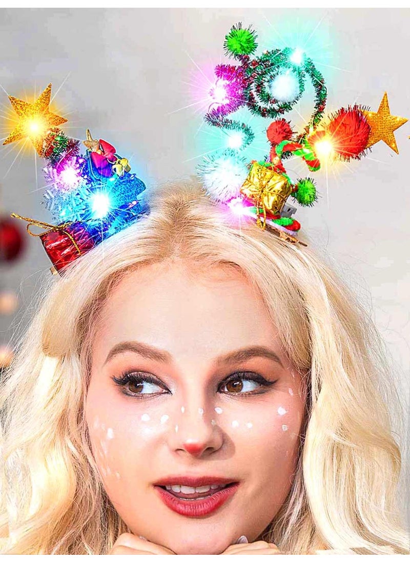 CASDRE - CASDRE Christmas Light up Hair Clips Green Red Xmas Gifts Hair Pieces Snowflake Hair Barrettes Christmas Tree Sparkly Hair Accessories for Women and Girls - Image 1