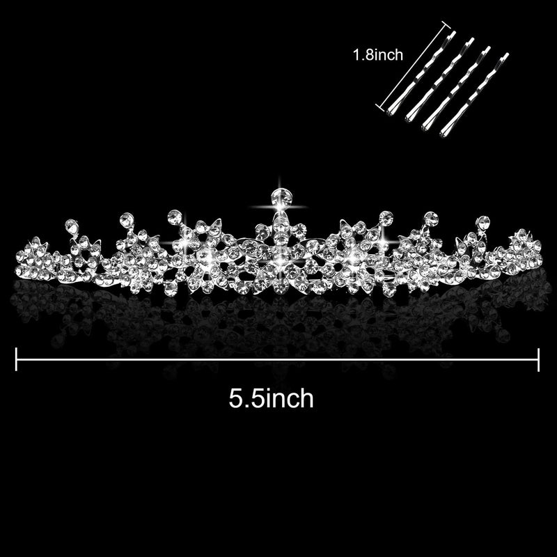 CUBACO Silver Tiara Crown for Women Girls Rhinestone Wedding Tiaras Crown for Bride Crystal Princess Crowns for Birthday Pageant Prom Small - Image 4