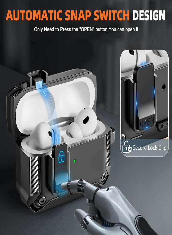 Polislime for AirPods Pro 2 Generation Case with Phone Stand,Full Drop Protection Automatic Snap Switch Design with Cleaner Kit for iPod Pro Charging (USB-C/Lightning Cable)-Balck - Image 4