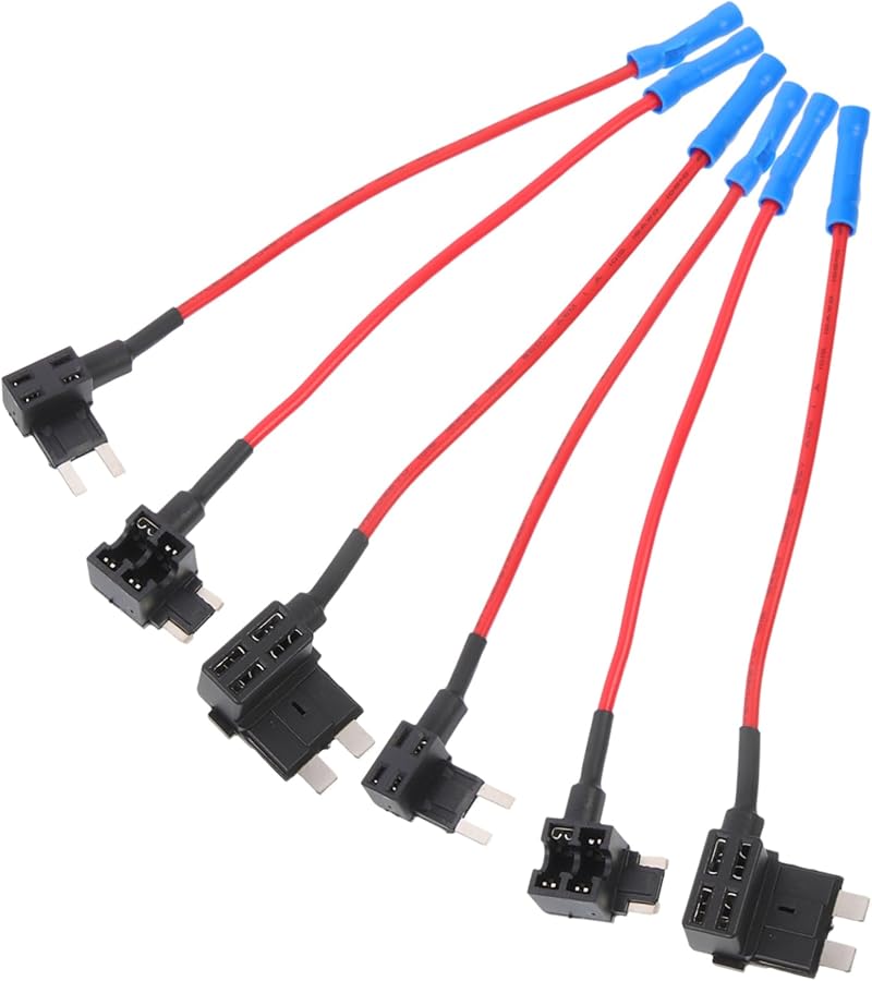 Blue 6pcs Inline Fuse Holder Kit with Protective Covers for Automotive Hardwire Connection in Cars Trucks RVs - Image 1