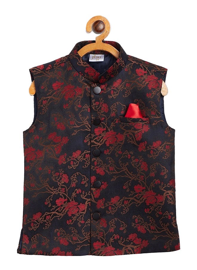 Boys' Maroon And Black Nehru Jacket - pzsku/Z4C08F305F4BDE496BA15Z/45/_/1703764326/06e7eb4c-15dc-4ca0-892d-f726d3bc575d