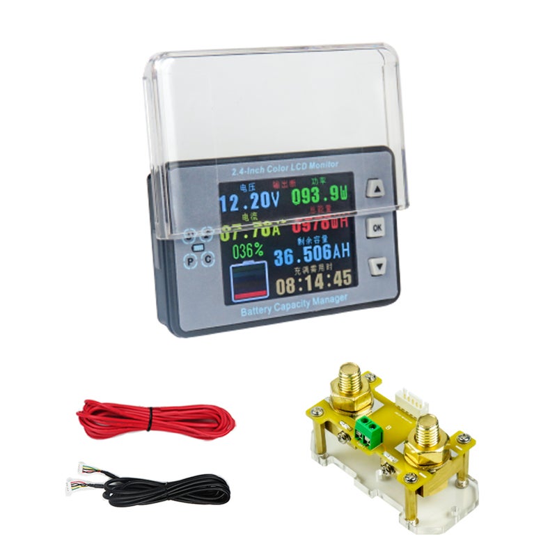 2.4inch Color LCD Screen Coulometer Voltage Current Capacity Meter Electric Car RV Battery Coulometers Bidirectional Current Detection with Memory Function - Image 1