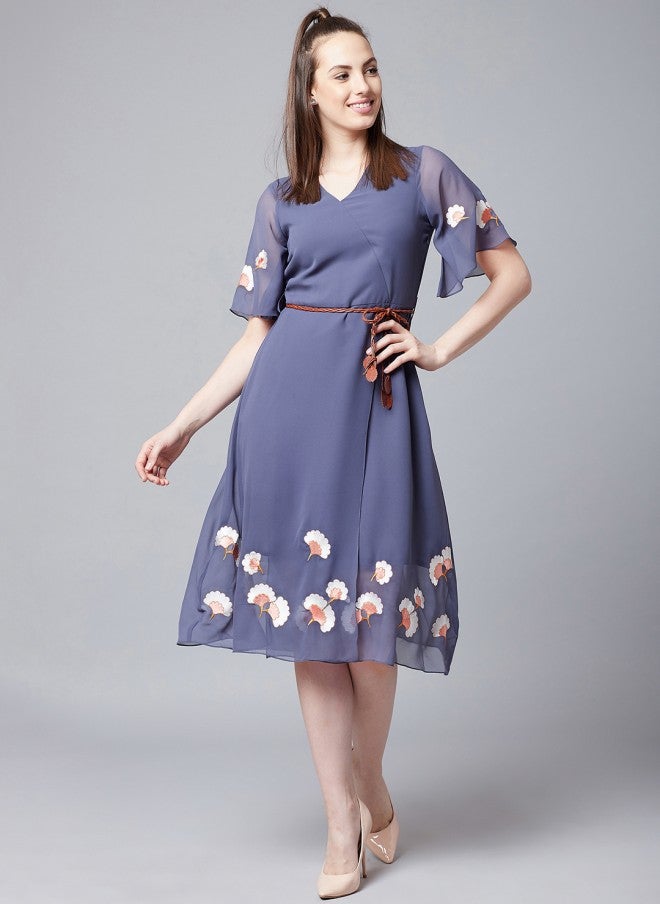 Athena Purple A-Line Dress for Women - Image 1