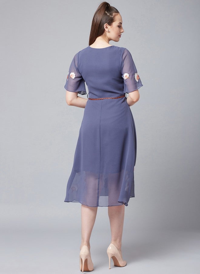 Athena Purple A-Line Dress for Women - Image 4