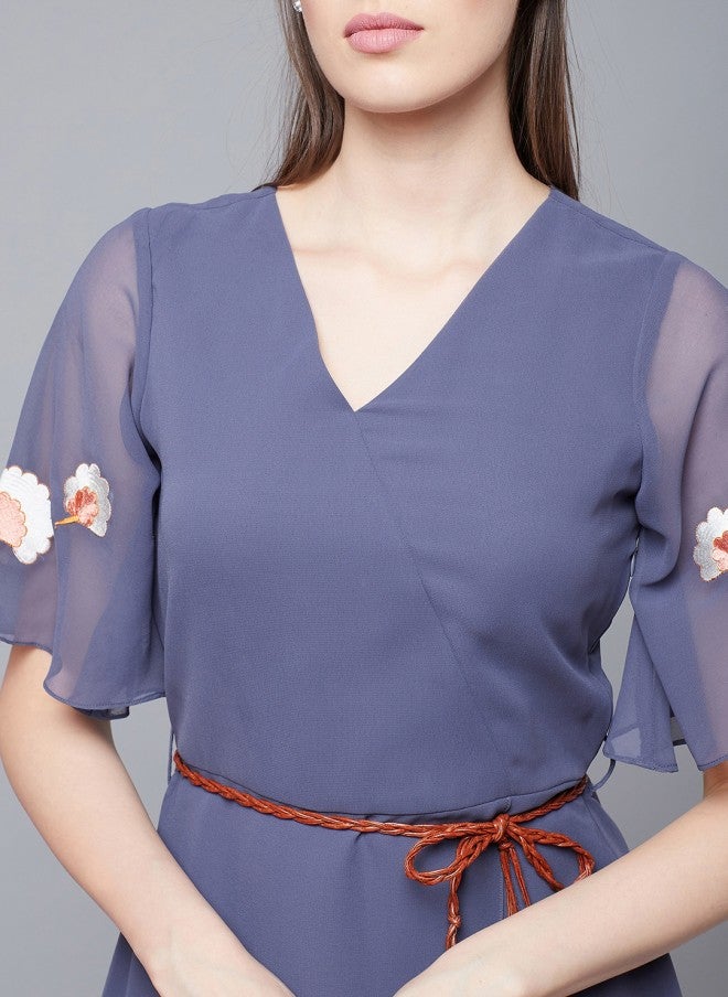 Athena Purple A-Line Dress for Women - Image 2