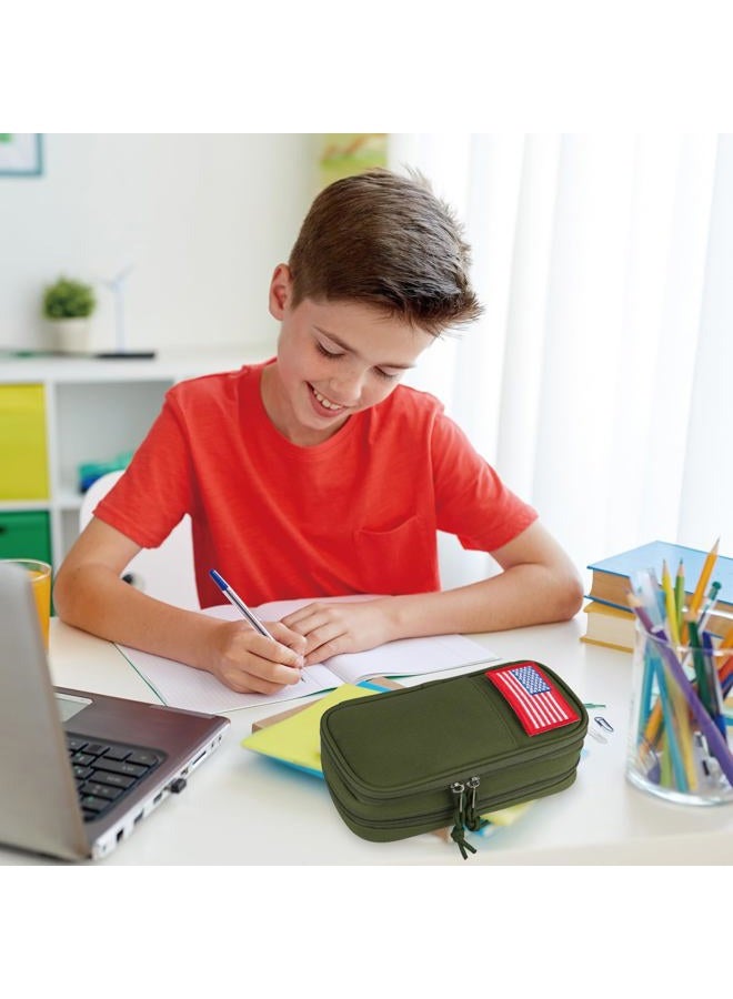 ATRIPACK Tactical Pencil Case for Boy,Large Capacity Pencil Pouch,Marker Organizer Case Pen Box, Tool Bag Desk Organizer for School College Office Organizer for Kids Men Women Adult Teens(Green) - Image 2