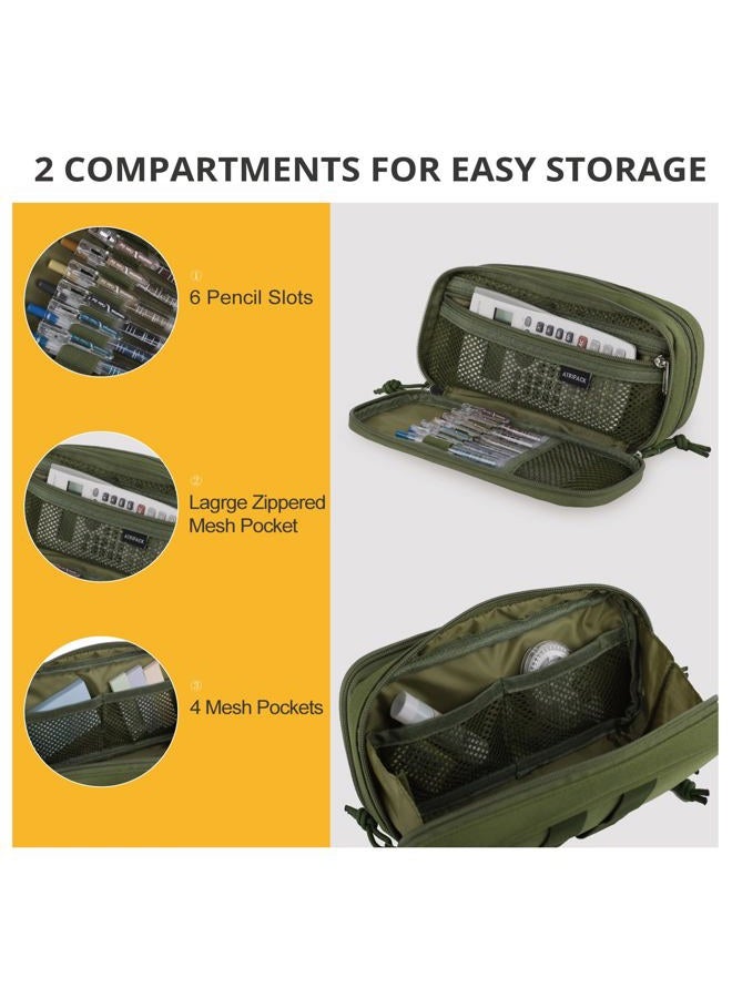 ATRIPACK Tactical Pencil Case for Boy,Large Capacity Pencil Pouch,Marker Organizer Case Pen Box, Tool Bag Desk Organizer for School College Office Organizer for Kids Men Women Adult Teens(Green) - Image 4