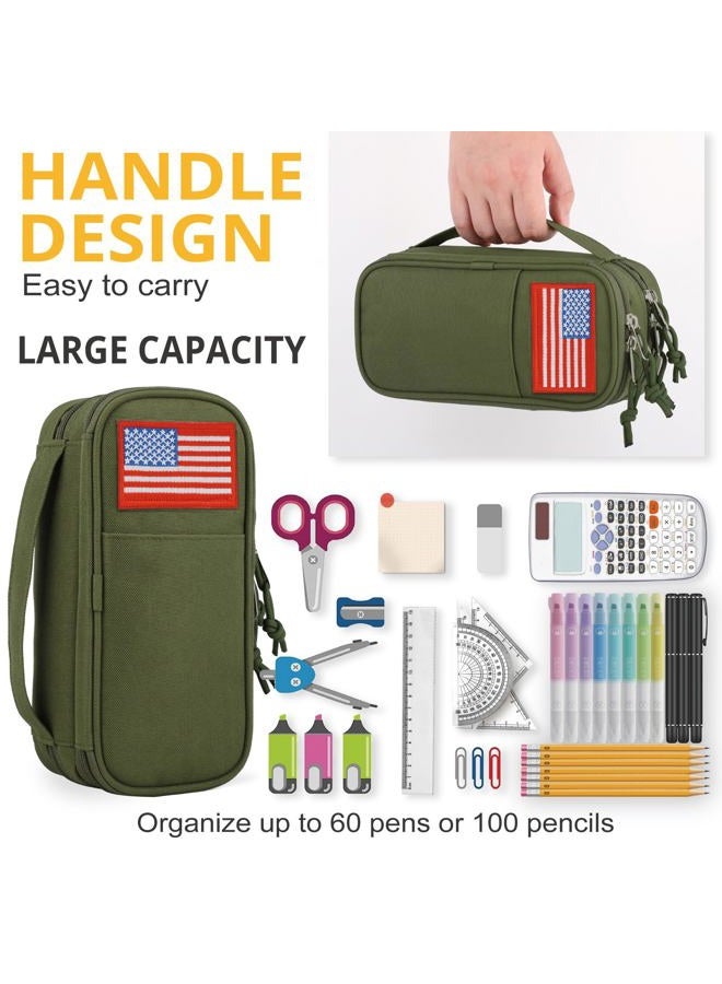 ATRIPACK Tactical Pencil Case for Boy,Large Capacity Pencil Pouch,Marker Organizer Case Pen Box, Tool Bag Desk Organizer for School College Office Organizer for Kids Men Women Adult Teens(Green) - Image 5
