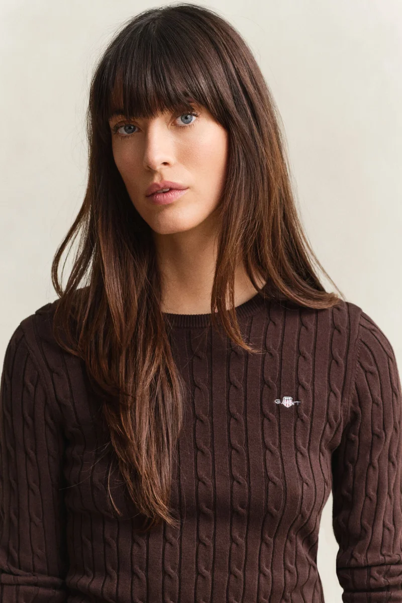 Gant  Stretch Cotton Cable C-Neck for Women | Best Price UAE