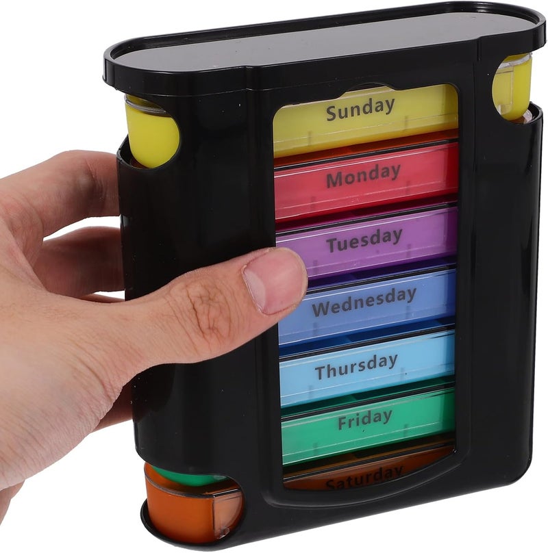 7-Day Pill Organizer Weekly Medicine Storage Box with 4 Daily Compartments, Portable Travel Pill Holder Container for Tablets and Supplements - Image 3