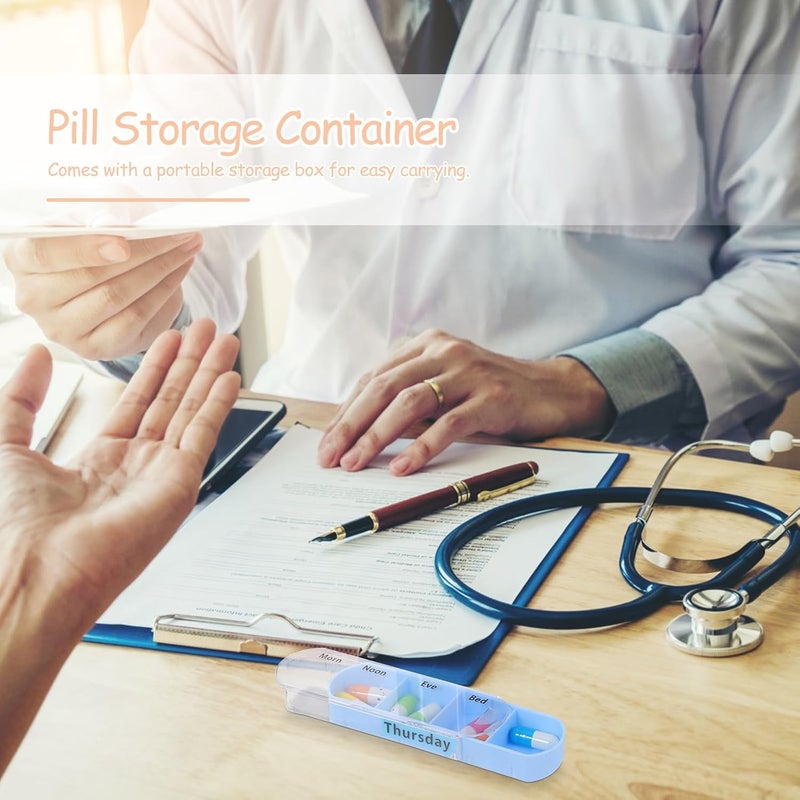 7-Day Pill Organizer Weekly Medicine Storage Box with 4 Daily Compartments, Portable Travel Pill Holder Container for Tablets and Supplements - Image 5