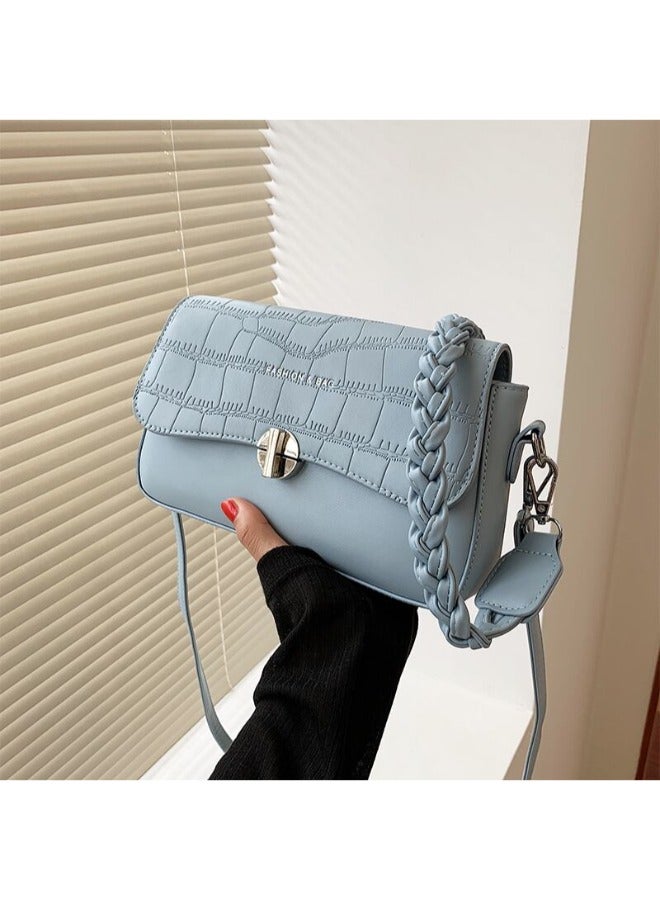 Pattern Cross Bag Faux Leather With Hand For Women 25×15 CM- Light Blue  - Image 1